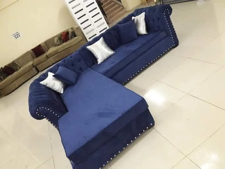L-Shaped 3-Seater Fabric Sofa