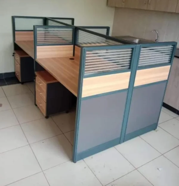 Sophia Series Four Way Cubicle (Glass & Aluminum) Workstation – Unique ...